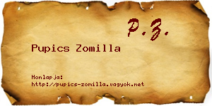 Pupics Zomilla névjegykártya